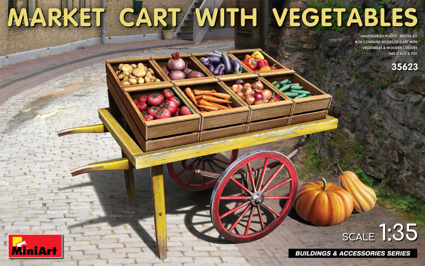 Market Cart with Vegetables Kit 1:35 DS Modellismo Market Cart with Vegetables Kit scala 1:35