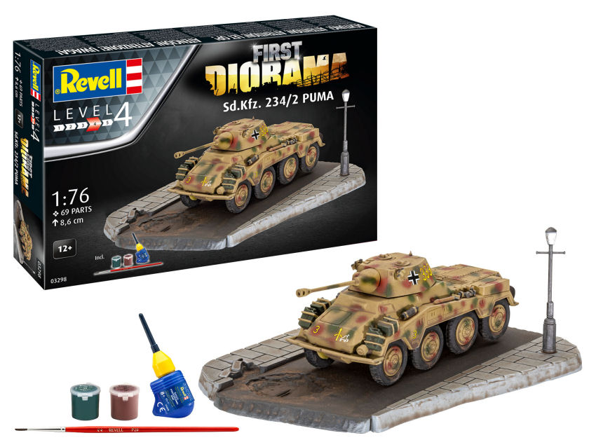 First Diorama Set SD.KFZ.234/2 Puma Kit 1:76 DS Modellismo First Diorama Set SD.KFZ.234/2 Puma scala OO