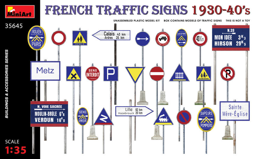 French Traffic Signs 1930-40s Kit 1:35 DS Modellismo French Traffic Signs 1930-40s Kit scala 1:35
