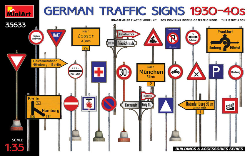 German Traffic Signs 1930-40s Kit 1:35 DS Modellismo German Traffic Signs 1930-40s Kit scala 1:35