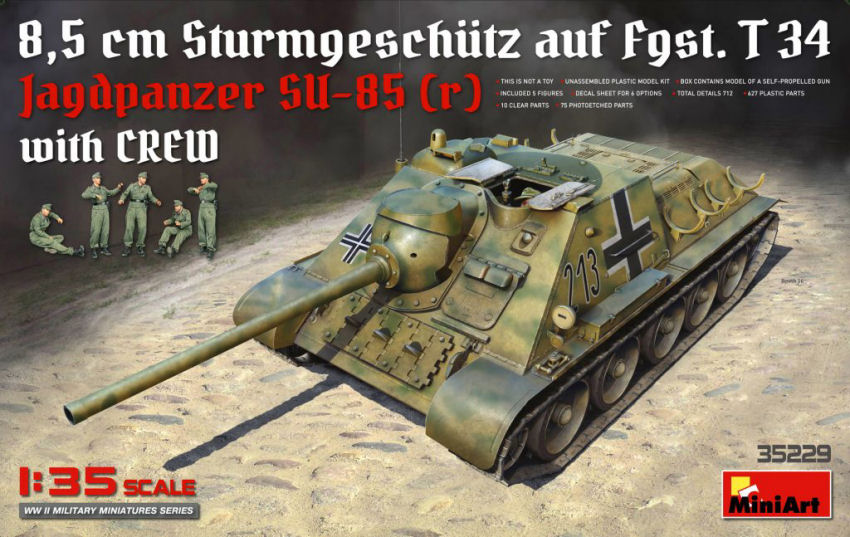 Jagdpanzer SU-85 (R) W/Crew Kit 1:35 DS Modellismo Jagdpanzer SU-85 (R) W/Crew Kit scala 1:35
