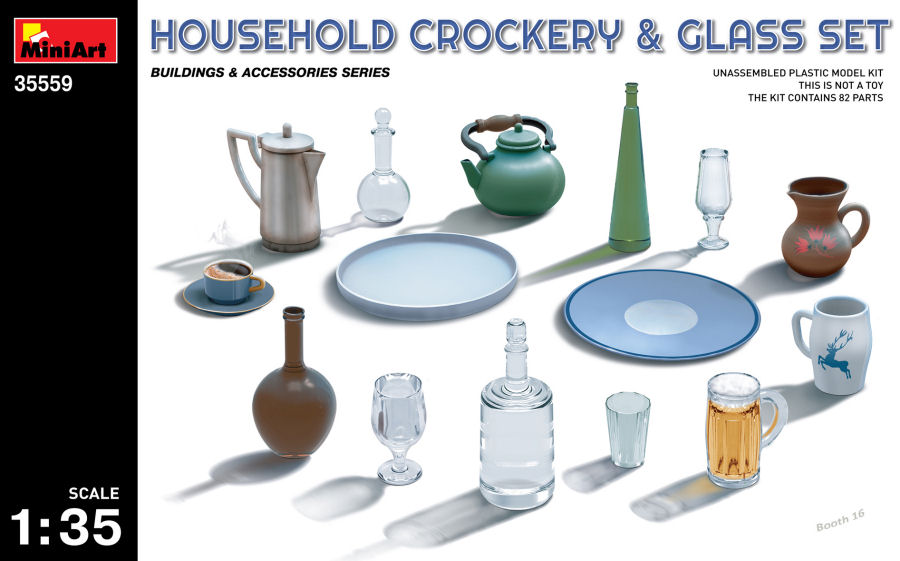 Household Crockery & Glass Set Kit 1:35 DS Modellismo Household Crockery & Glass Set scala 1:35