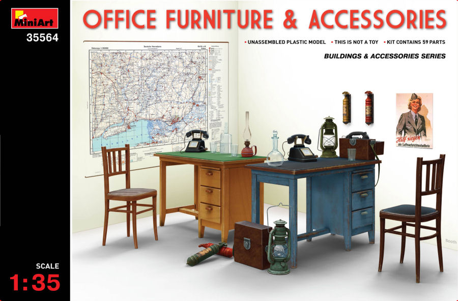 Office Forniture & Accessories Set Kit 1:35 DS Modellismo Office Forniture & Accessories scala 1:35