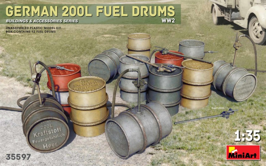 German 200 L Fuel Drum Set WWII Kit 1:35 DS Modellismo German 200 L Fuel Drum Set Wwii scala 1:35