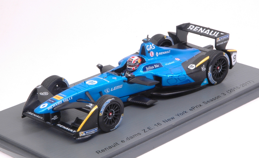 RENAULT e.dams P.GASLY 2017 N.9 Rd10 NEW YORK FORMULA "E" 1:43 DS Modellismo Renault e.dams P.Gasly 2017 Rd10 scala 1:43