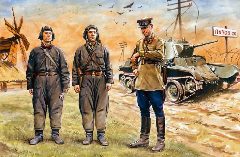 Soviet Tank Crew 1939-1942 3 Figures 1 Officer + 2 Tankmen 1:35 DS Modellismo Soviet Tank Crew 1939-1942 3 scala 1:35