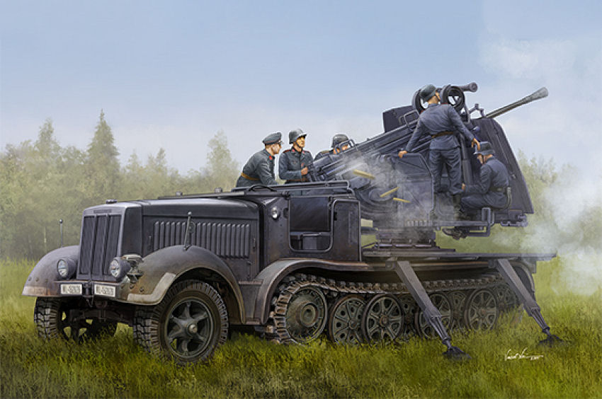 SD.KFZ. 7/2 with 5 cm Flak Kit 1:35 DS Modellismo Sd.Kfz. 7/2 with 5 cm Flak Kit scala 1:35