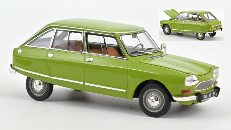 Citroen Ami 8 Club 1969 Iris Green 1:18 DS Modellismo Citroen Ami 8 Club 1969 Iris scala 1:18