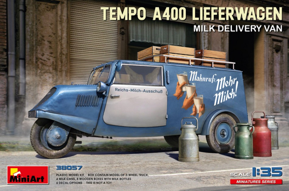Tempo A400 Lieferwagen Milk Delivery Van Kit 1:35 DS Modellismo Tempo A400 Lieferwagen Milk scala 1:35