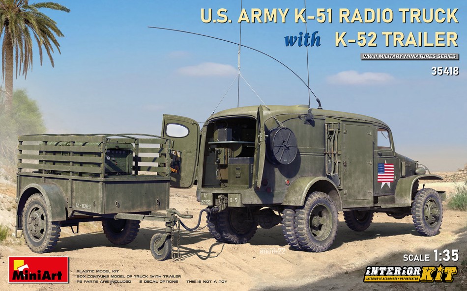 US Army K-51 Radio Truck W/K-52 Trailer Interior Kit 1:35 DS Modellismo Us Army K-51 Radio Truck W/K-52 scala 1:35
