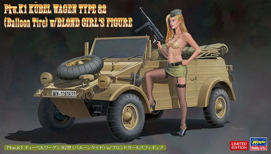K1 Kubelwagen 82 W/Blonde Girl Figure Kit 1:24 DS Modellismo K1 Kubelwagen 82 W/Blonde Girl scala 1:24