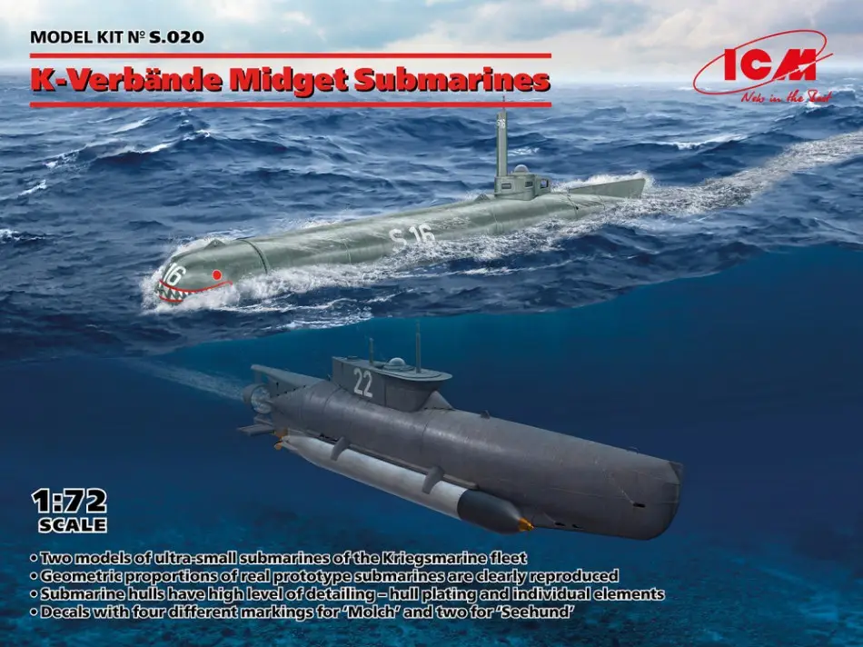 K-Verbande Midget Submarines Seehund and Molch Kit 1:72 DS Modellismo K-Verbande Midget Submarines scala 1:72