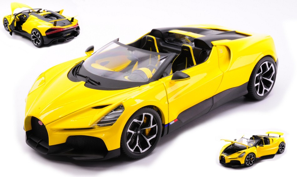 Bugatti W16 Mistral Cabriolet Yellow 1:18 DS Modellismo Bugatti W16 Mistral Cabriolet scala 1:18