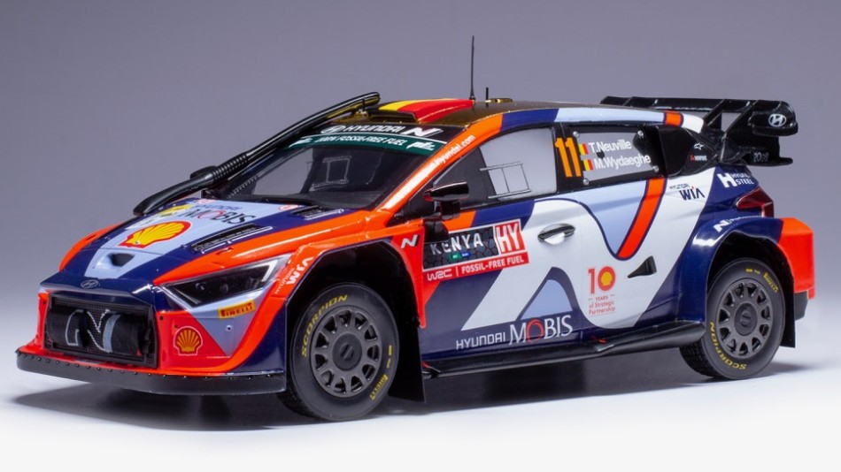 Hyundai i20 N WRC N.11 Safari Rally Kenya 2024 Neuville-Wydaeghe DS Modellismo Hyundai i20 N WRC Safari Rally scala 1:18