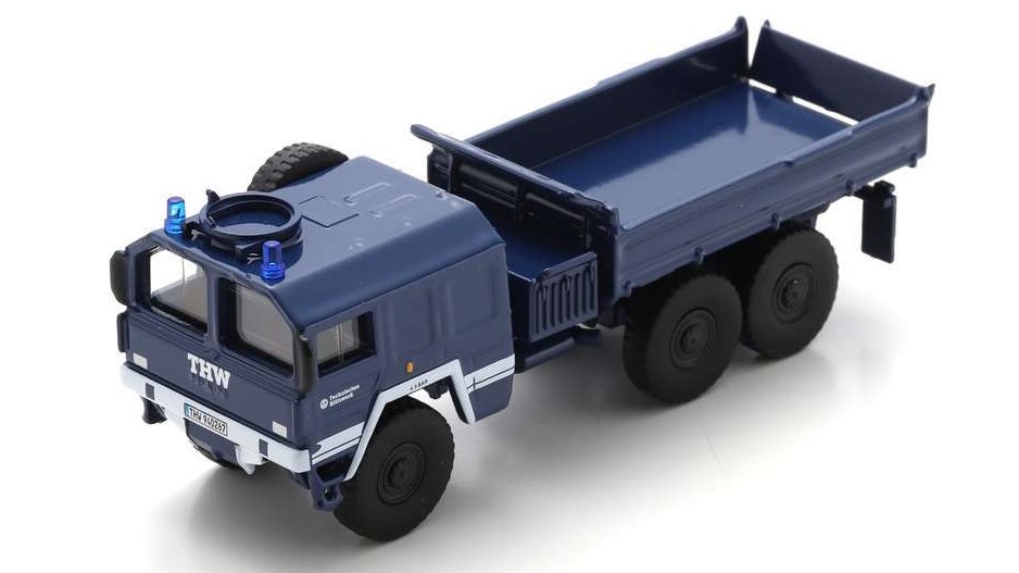 Man KAT1 3 Axle Dumper THW Blue 1:87 DS Modellismo Man KAT1 3 Axle Dumper Thw Blue scala H0