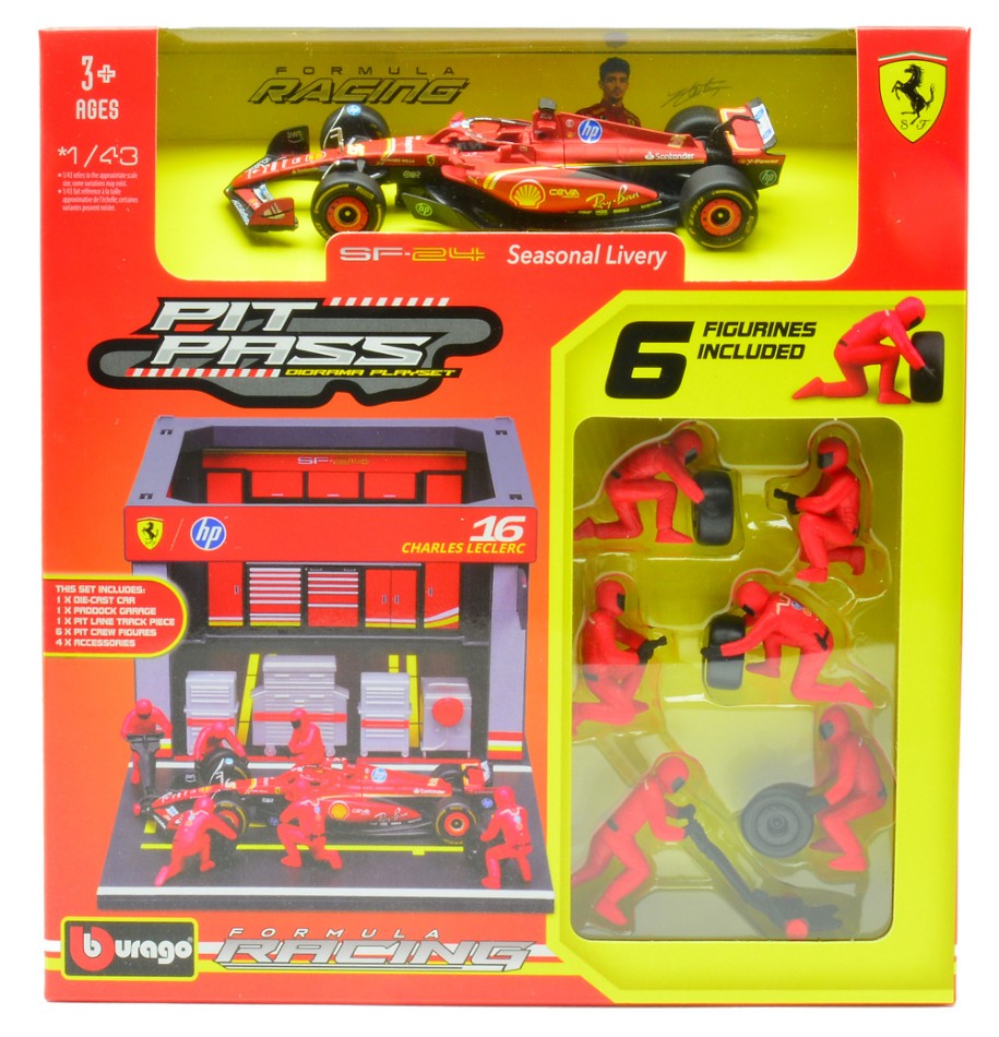 Diorama Pit Stop 2024 SF-24 N.16 Charles Leclerc 1:43 DS Modellismo Diorama Pit Stop 2024 SF-24 scala 1:43