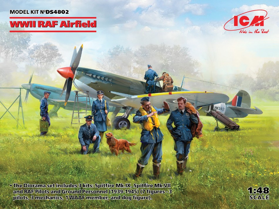 WWII RAF Airfield Spitfire Mk.IX - Mk.VII Kit 1:48 DS Modellismo Wwii Raf Airfield Spitfire Mk.IX scala 1:48