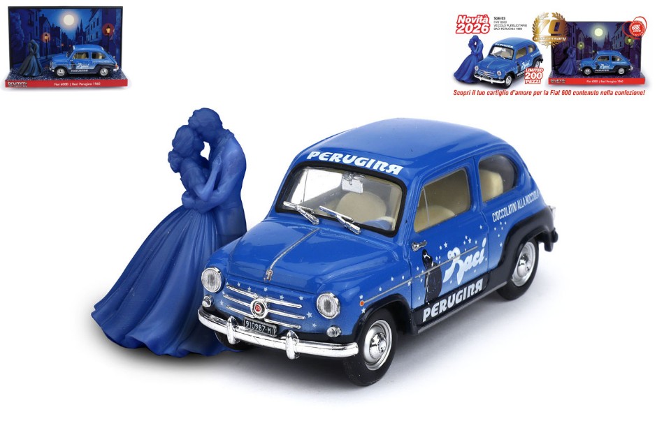 Fiat 600 D Berlina 1960 Baci Perugina Ed.Lim.PCS 200 1:43 DS Modellismo Fiat 600 D Berlina 1960 Baci scala 1:43