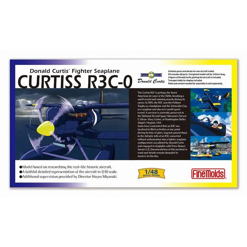 Porco Rosso Curtiss R3C-0 Seaplane + Fig. Curtis 1/48 Model Kit DS Modellismo Porco Rosso Curtiss R3C-0 scala 1/48