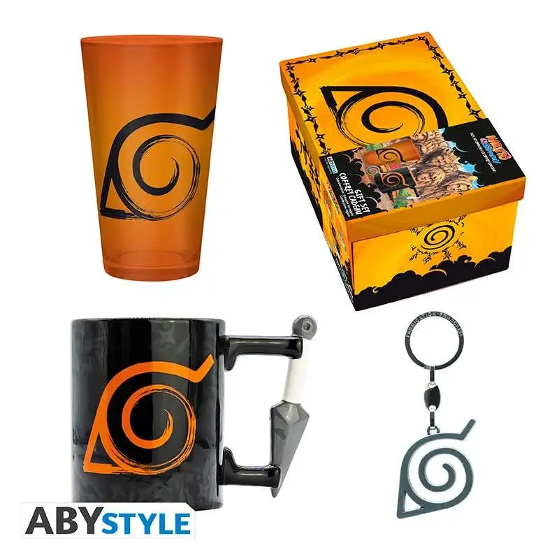 Portachiavi Naruto Shippuden Konoha in vetro 3D 3D Mug Premium Large Gift Set DS Modellismo Portachiavi Naruto Shippuden Konoha in vetro
