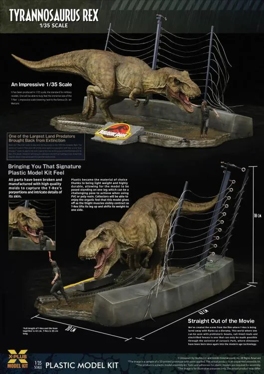 Jurassic Park T-Rex 1/35 Plastic Model Kit DS Modellismo Jurassic Park T-Rex Plastic Model scala 1/35