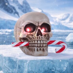 Frostbite Candy Cane LED Skull NEMESIS NOW