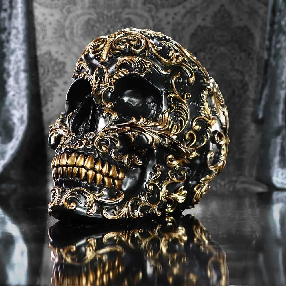 Renaissance Black and Gold Skull DS Modellismo Renaissance Black Gold Skull NEMESIS NOW