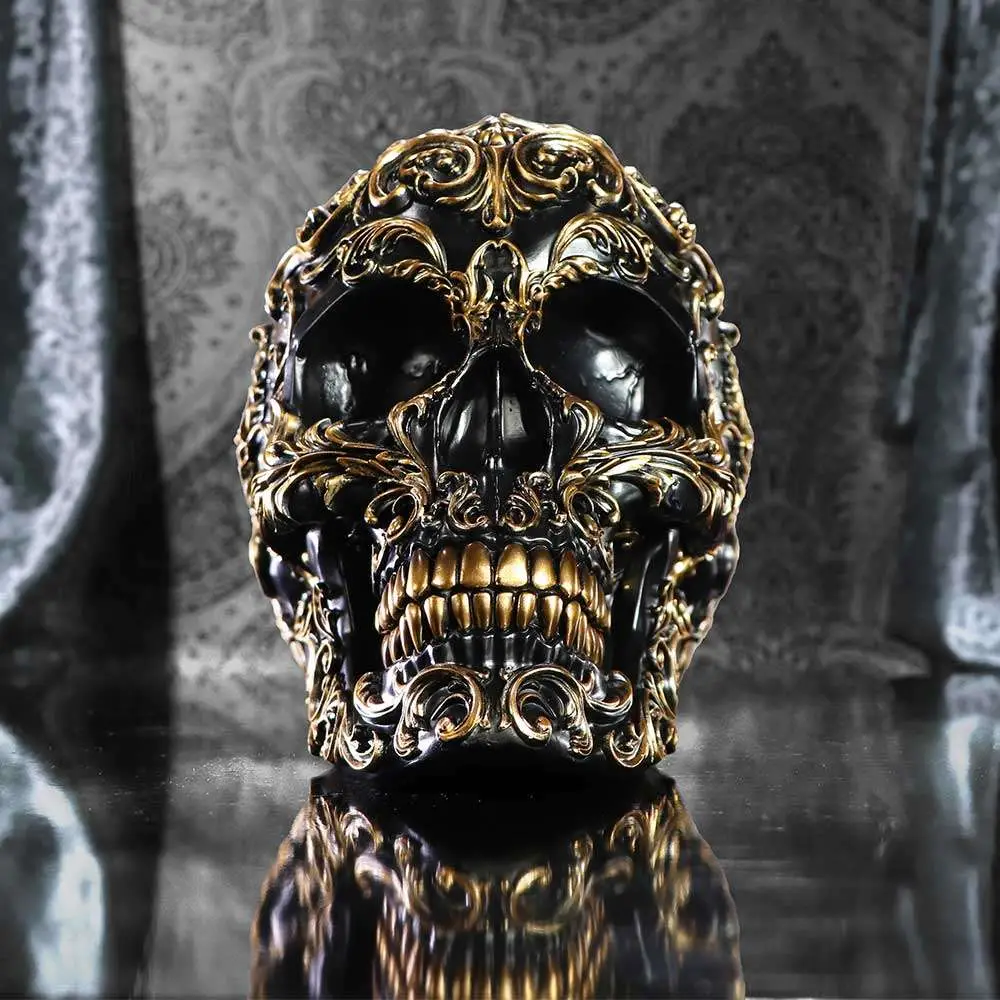 Renaissance Black and Gold Skull DS Modellismo Renaissance Black Gold Skull NEMESIS NOW