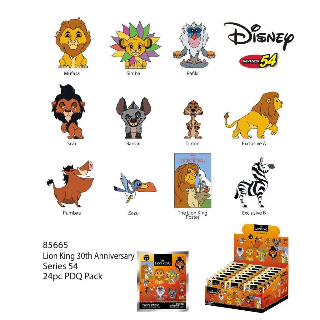 Clip ferma sacchetti Lion King 30TH Ann Blind Box Display (24) DS Modellismo Clip ferma sacchetti Lion King 30TH Ann