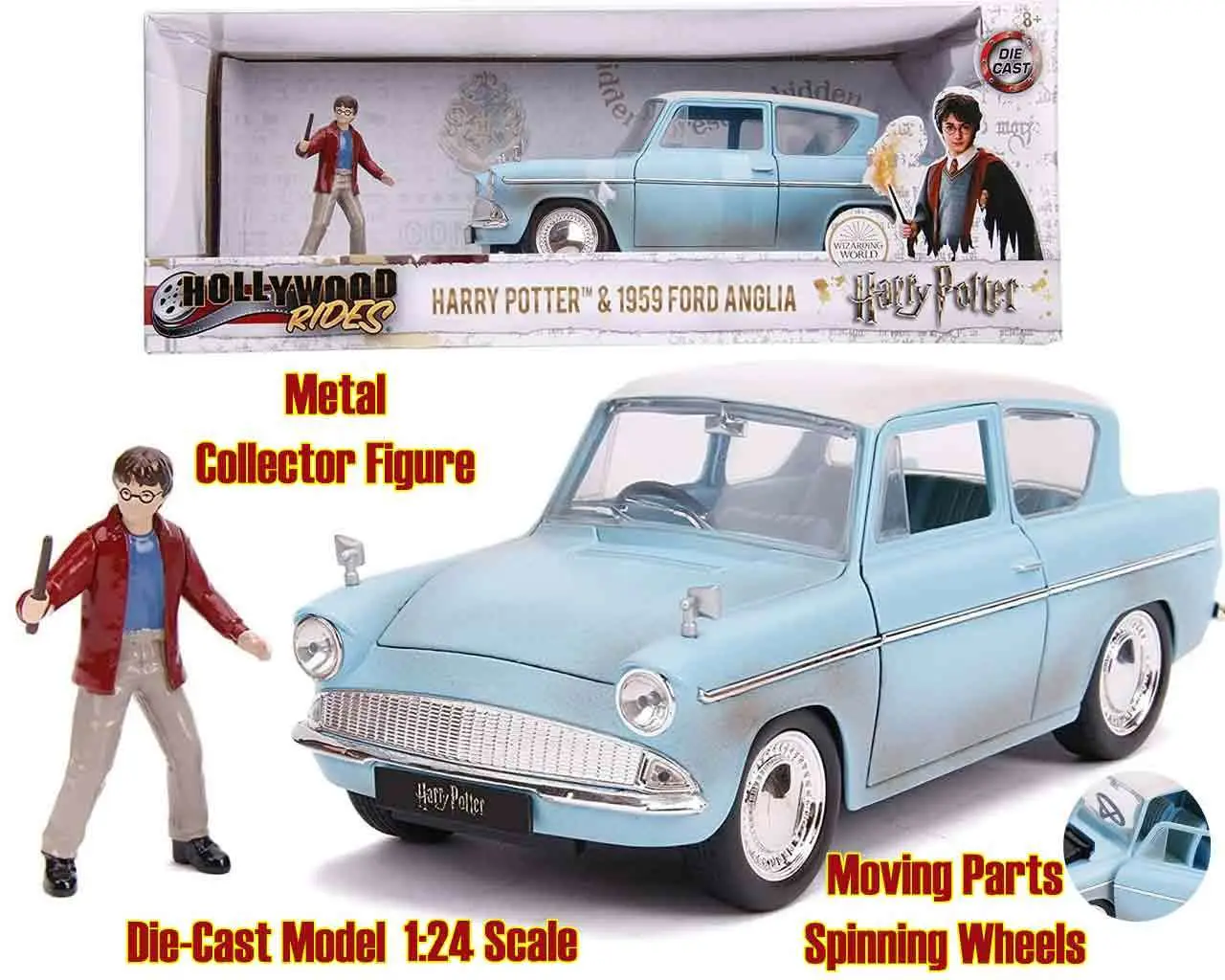 Harry Potter 1959 Ford Anglia & Harry 1/24 Die-Cast Model DS Modellismo Harry Potter 1959 Ford Anglia scala 1/24