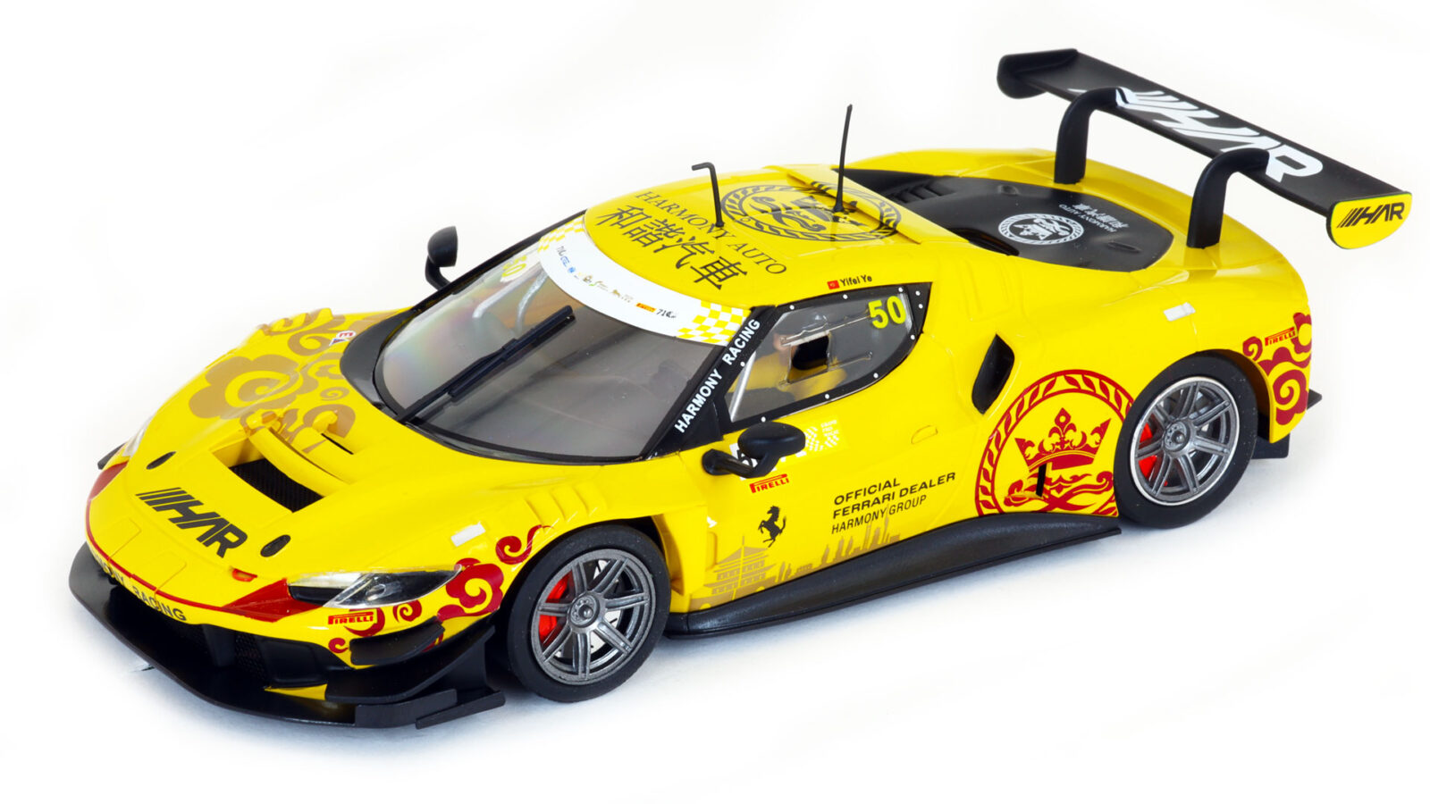 F-296 GT3 - Macau Race 2025 N.50 Harmony Racing Yellow - Yifei Ye DS Modellismo F-296 GT3 Macau Race 2025 Harmony Racing
