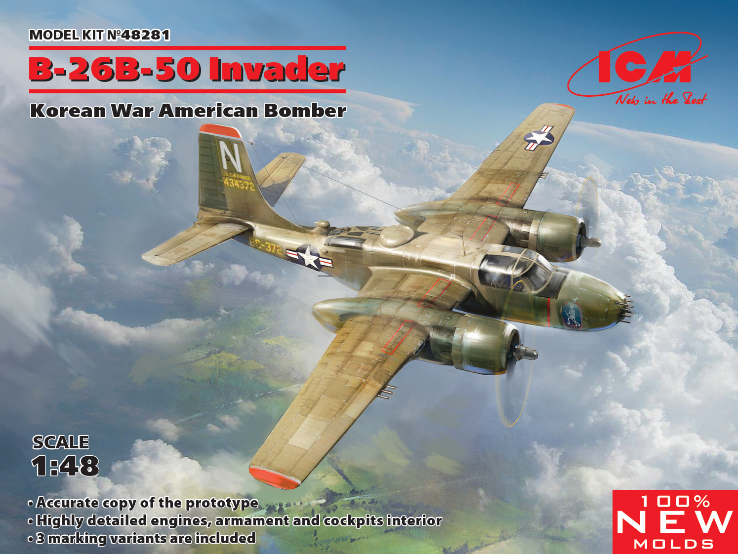 1/48 B-26B-50 Invader, Korean War American Bomber (100% new molds) DS Modellismo B-26B-50 Invader, Korean War scala 1/48