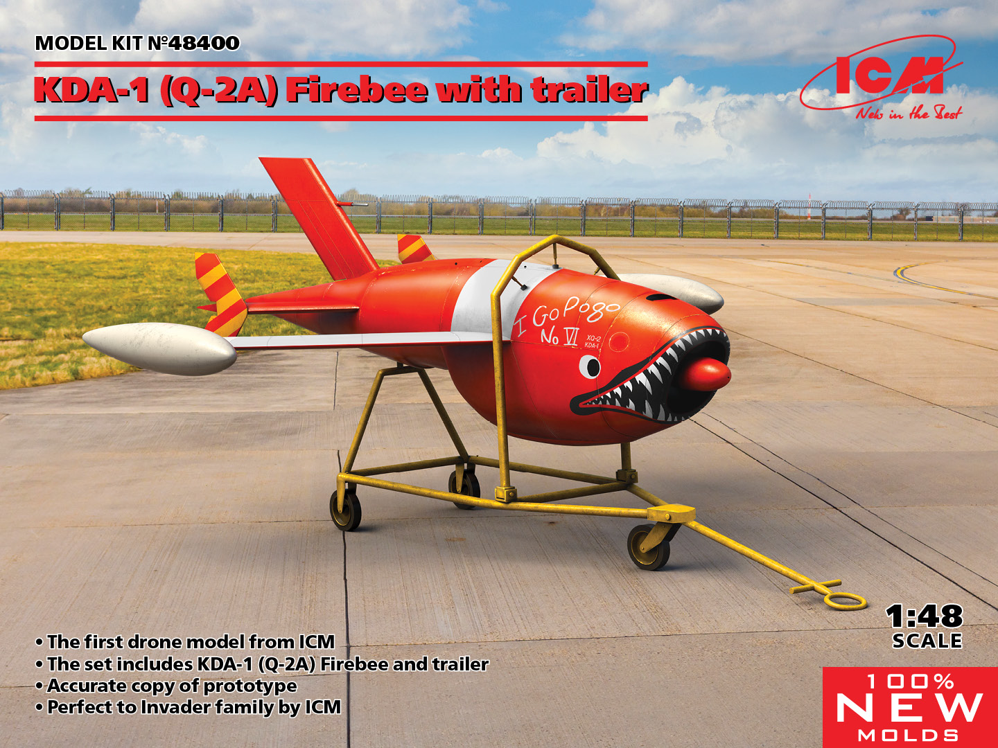 1/48 KDA-1 (Q-2A) Firebee with trailer (1 airplane and trailer) DS Modellismo KDA-1 Firebee with trailer scala 1/48 ICM
