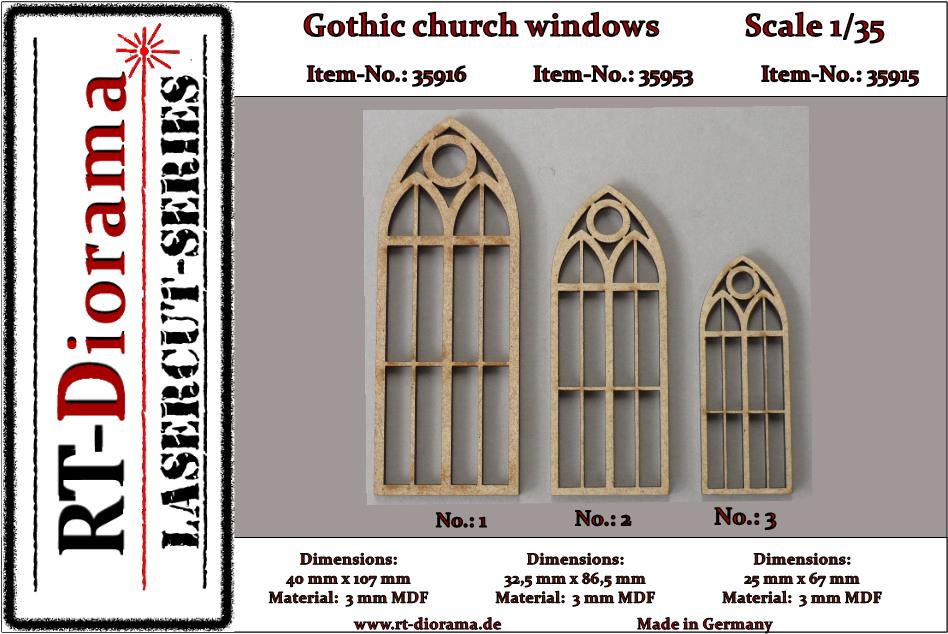 1/35 Lasercut: Gothic Church Windows No.2 DS Modellismo Lasercut: Gothic Church Windows scala 1/35