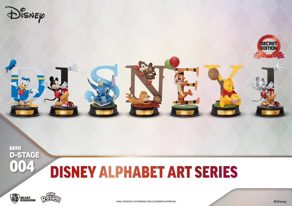 Statua Disney Mini Diorama Stage 6-pack Alphabet Art 10 cm DS Modellismo Statua Disney Mini Diorama Stage 6-pack