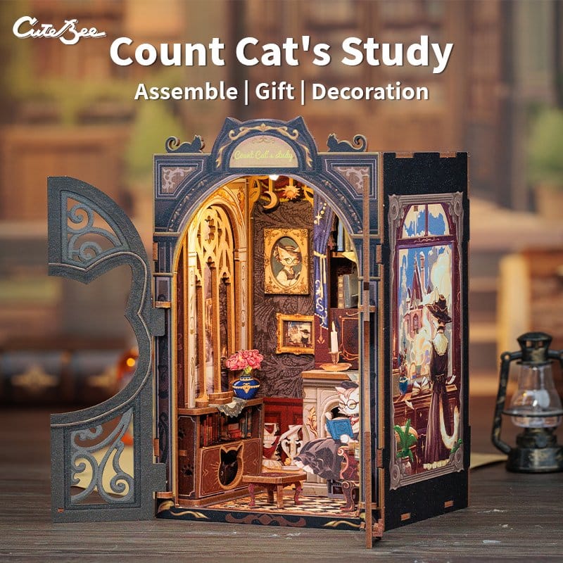 Book Nook Count Cat´s Study 17 x 12 cm DS Modellismo Book Nook Count Cat´s Study 17 x CuteBee