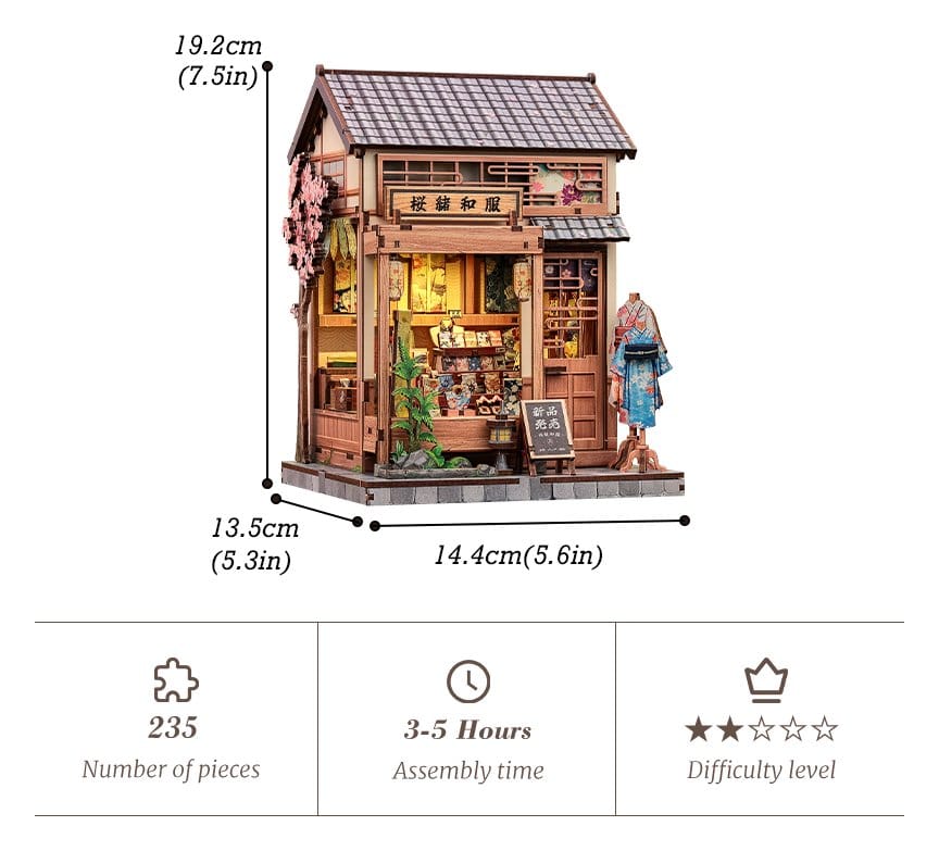 Miniature House Model Kit Sakura O Kimono Shop 19 x 14 cm DS Modellismo Miniature House Model Kit Sakura O Kimono