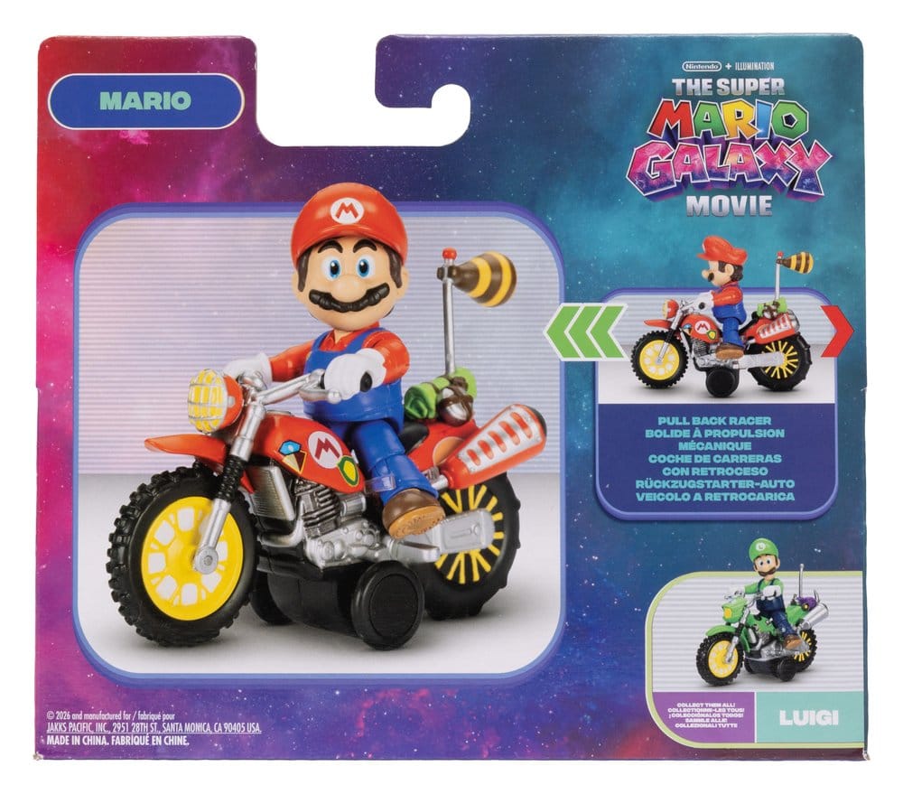 The Super Mario Galaxy Movie Action Figure with Pull Back Motorcycle Mario 6 cm DS Modellismo Super Mario Galaxy Movie Action with Pull