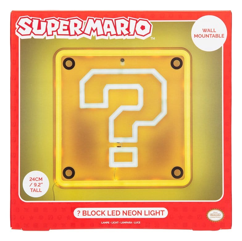 Lampada da parete Super Mario LED Neon Question Block 24 x 24 cm DS Modellismo Lampada da parete Super Mario LED Neon