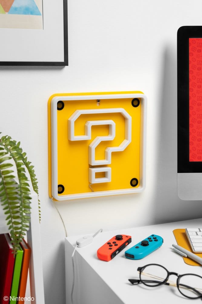 Lampada da parete Super Mario LED Neon Question Block 24 x 24 cm DS Modellismo Lampada da parete Super Mario LED Neon