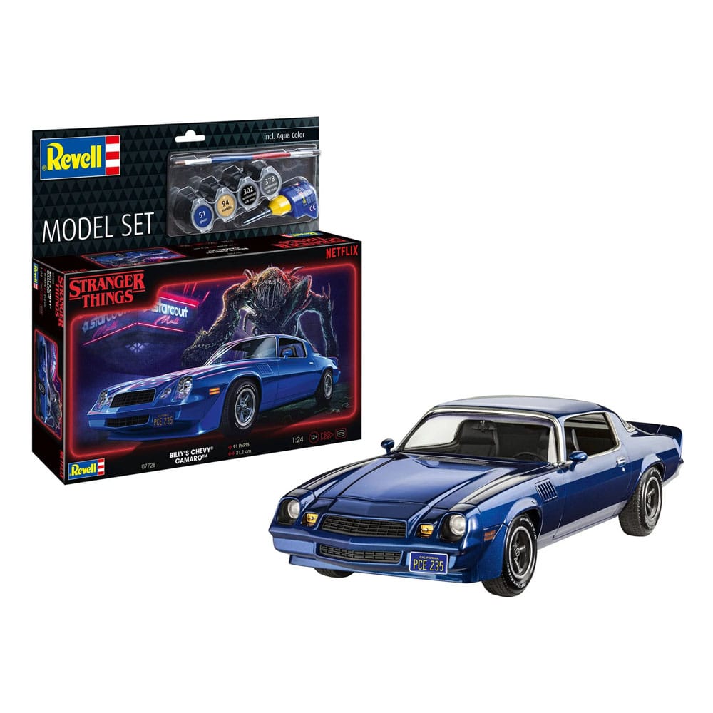 Stranger Things Model Kit Set 1/25 Chevy Camaro Z/28 19 (Aqua Color) 19 cm DS Modellismo Stranger Things Model Kit Set scala 1/25