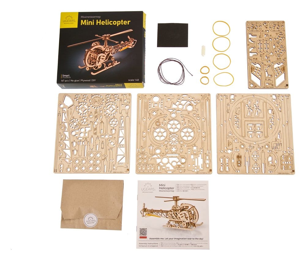 Puzzle Ugears 3D in legno Mini Helicopter DS Modellismo Puzzle Ugears 3D in legno Mini Helicopter