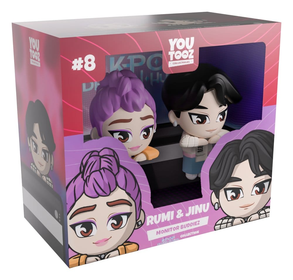 KPop Demon Hunters Vinyl Figures Jinu & Rumi Monitor Buddiez 6 cm DS Modellismo KPop Demon Hunters Jinu & Rumi Monitor
