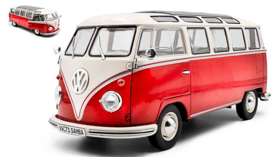 Volkswagen T1 Samba Minibus 1962 Red/white 1:18 DS Modellismo Volkswagen T1 Samba Minibus 1962 scala 1:18