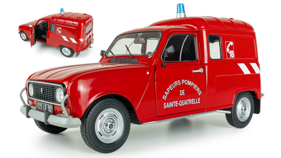 Renault 4LF4 Pompier Red 1976 1:18 DS Modellismo Renault 4LF4 Pompier Red 1976 scala 1:18