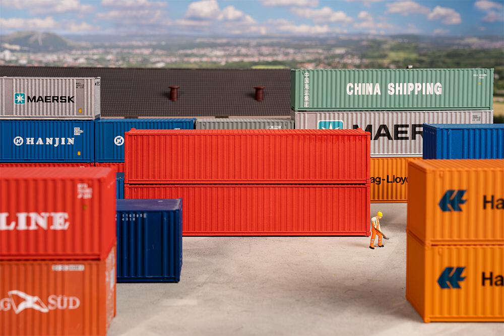 Container da 40' Rosso - Set da 2 pezzi Scala H0 DS Modellismo Container da 40' Rosso Set da 2 scala H0