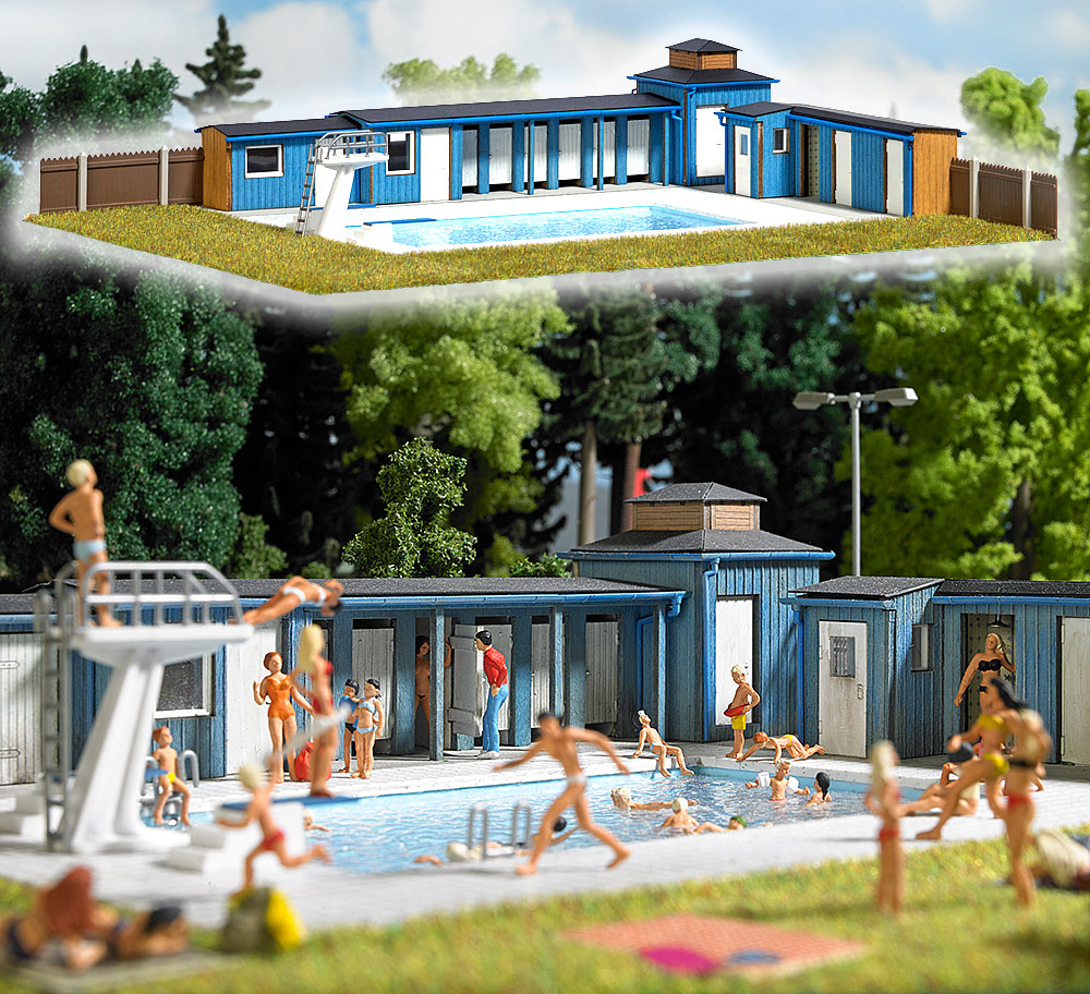 Piscina all'aperto Scala H0 DS Modellismo Piscina all'aperto scala H0 Busch
