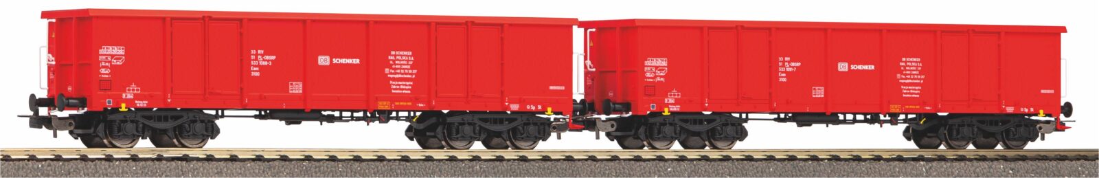 Set 2 Carri Merci aperti Eaos DB Schenker Rail Polska VI Scala H0 DS Modellismo Set 2 Carri Merci aperti Eaos DB scala H0