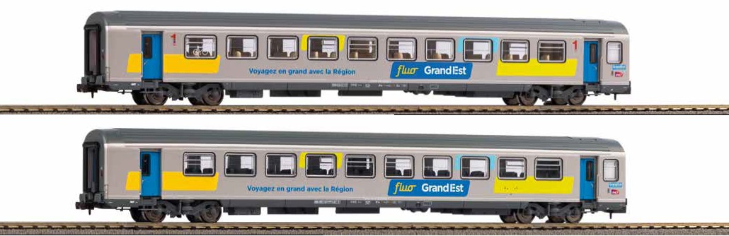 Set 2 Carrozze Corail Fluo Grand Est 1^Classe e 2^Classe SNCF Epoca VI Scala N DS Modellismo Set 2 Carrozze Corail Fluo Grand Est scala N