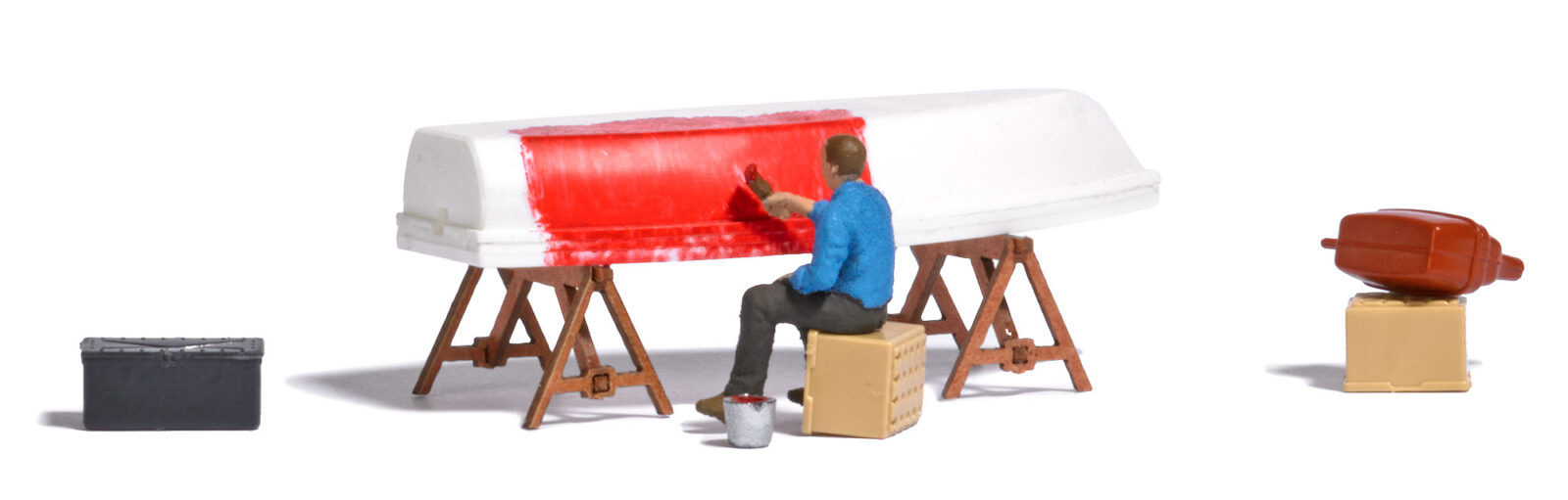 Set d'azione: Verniciatura di una barca Scala H0 DS Modellismo Set d'azione: Verniciatura di una scala H0